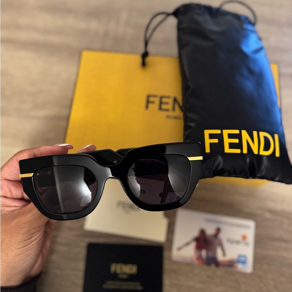Fendi Black and Gold Logo Sunglasses